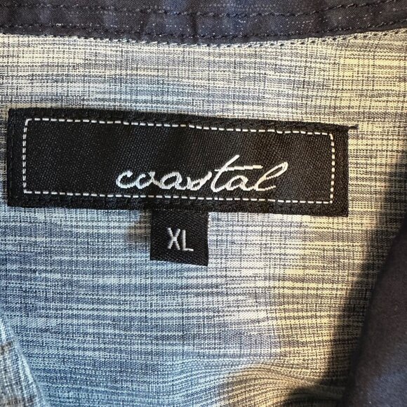 Coastal Mens Lightweight Blue Striped Short-Sleeve Button-Up Shirt XL - Picture 5 of 9